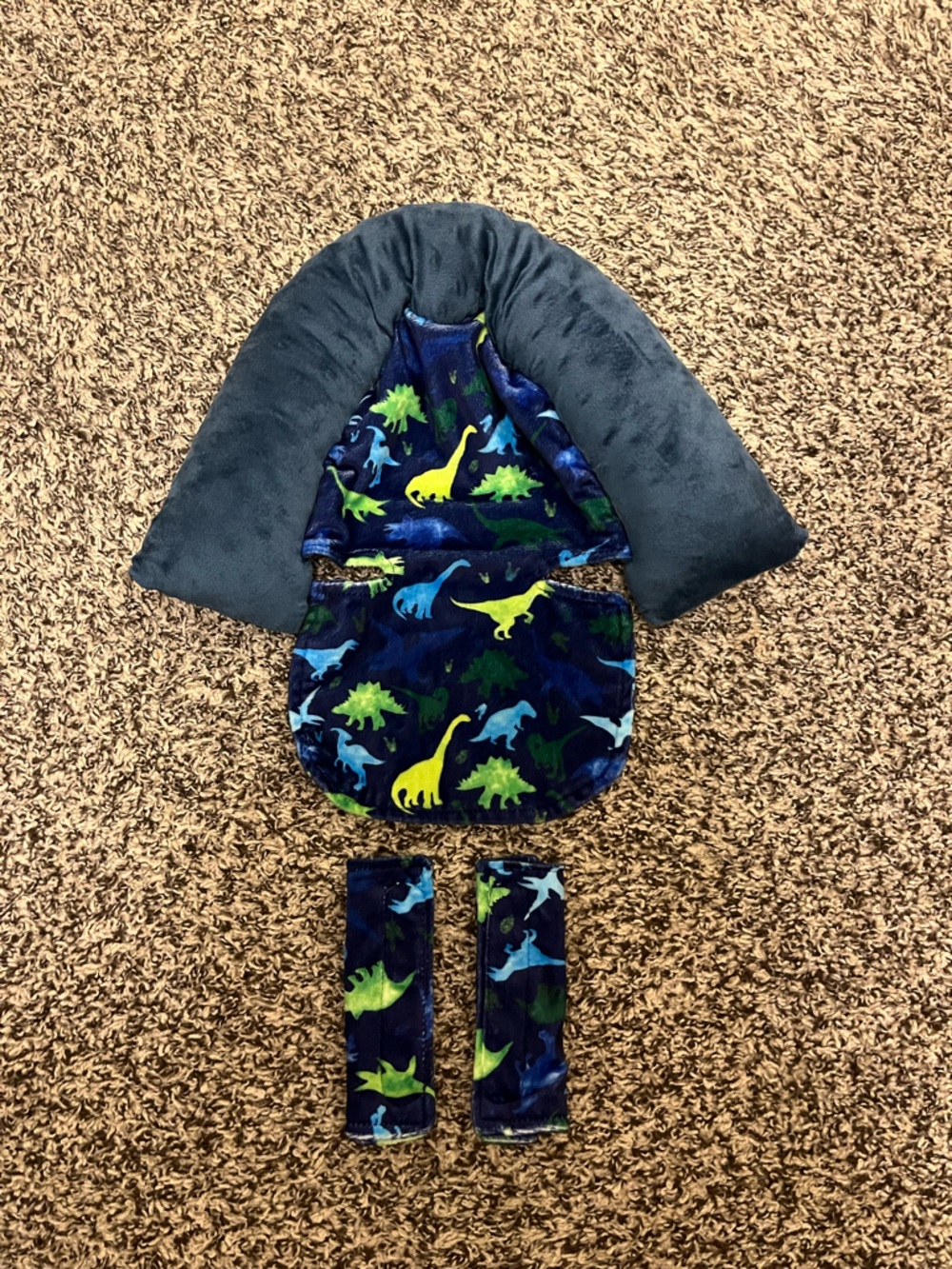 Dinosaur Print Car Seat or Stroller Liner - Navy & Green